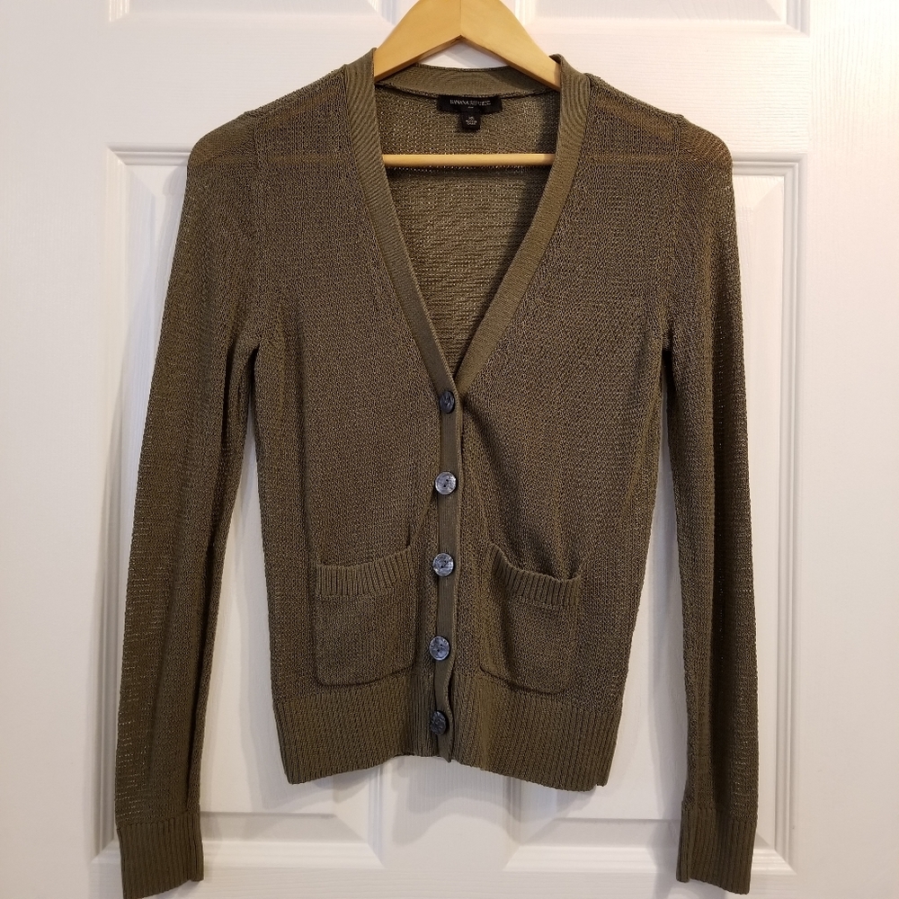 Banana Republic Olive Green Cardigan Sz XS